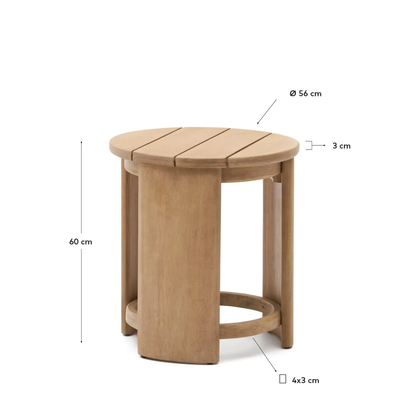 Kave Home Bijzettafel Xoriguer Massief Eucalyptushout Ø56cm