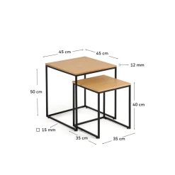 Kave Home Bijzettafel Yoana Set van 2 Naturel Eikenfineer