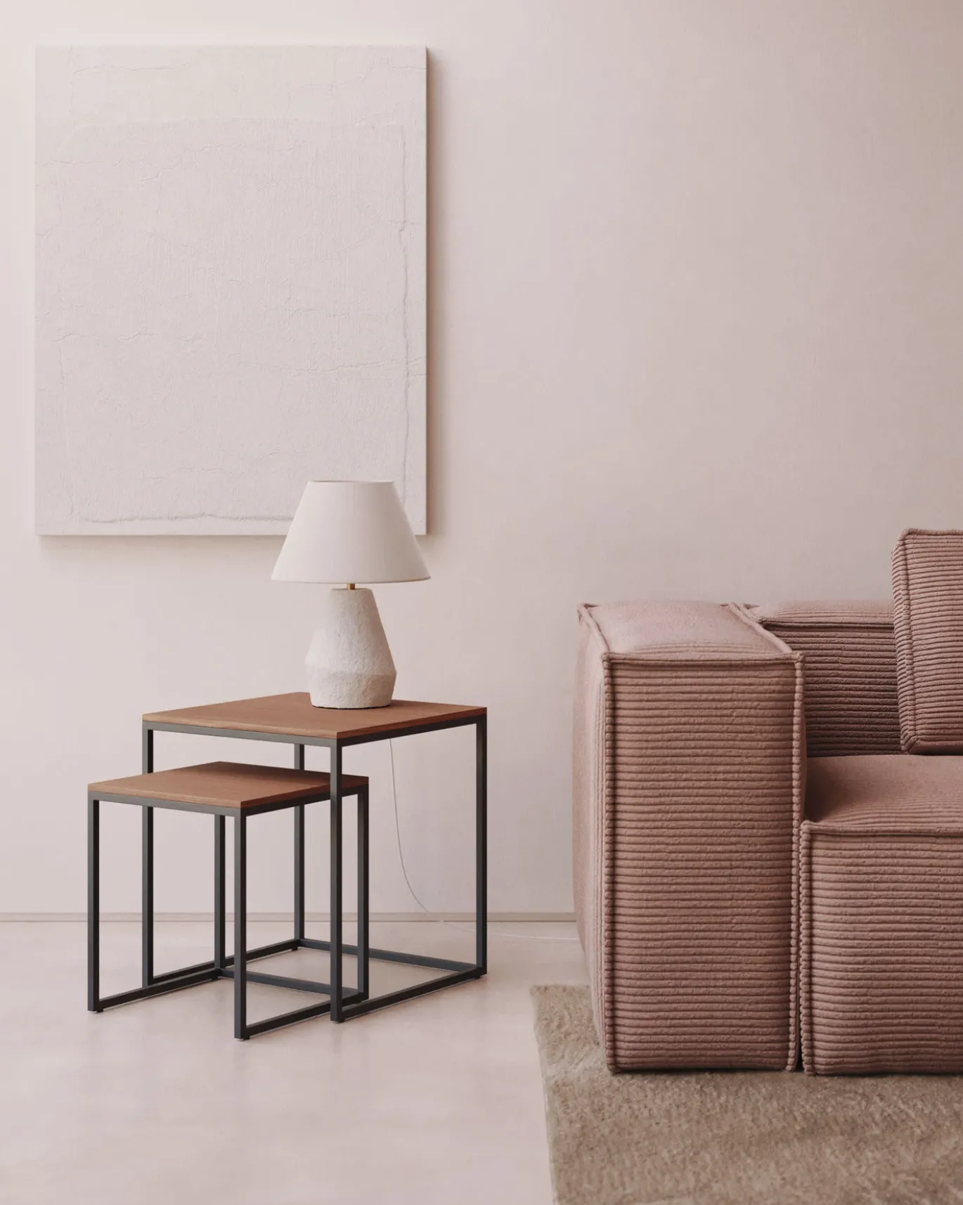 Kave Home Bijzettafel Yoana Set van 2 Bruin Walnootfineer
