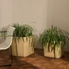Kave Home Bloempot Minoa Laag Mosterd Set van 2