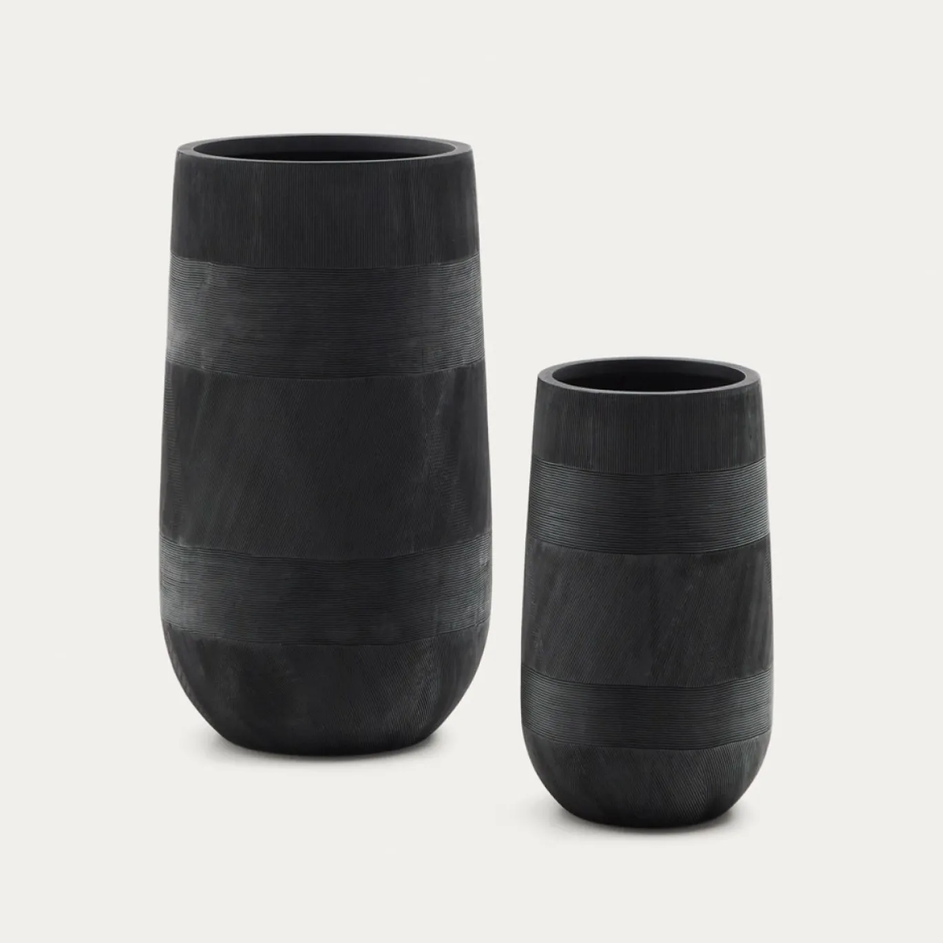 Kave Home Bloempot Tival Cement Zwart Set van 2