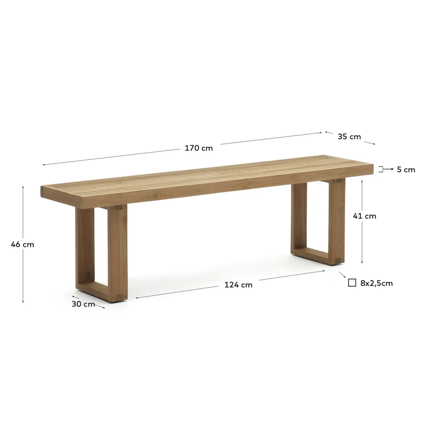Kave Home Buitenbank Canadell Massief Gerecycleerd Teakhout 170cm