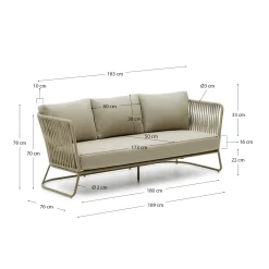 Kave Home Buitenbank Saconca 3-Zits Touw Groen 189cm