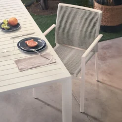 Kave Home Buitenstoel Culip Touw en Wit Aluminium
