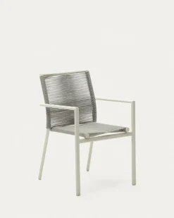 Kave Home Buitenstoel Culip Touw en Wit Aluminium