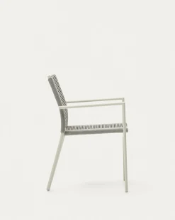 Kave Home Buitenstoel Culip Touw en Wit Aluminium