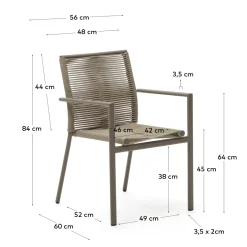 Kave Home Buitenstoel Culip Touw en Bruin Aluminium