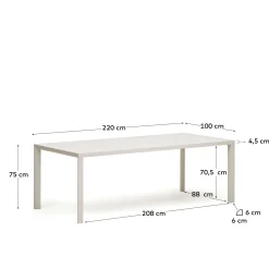 Kave Home Buitentafel Culip Aluminium Wit 220x100cm