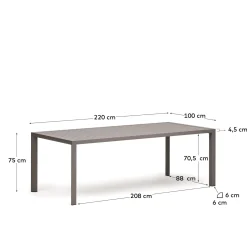 Kave Home Buitentafel Culip Aluminium Bruin 220x100cm
