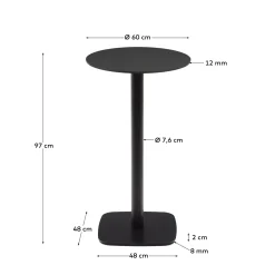 Kave Home Buitentafel Dina Rond Hoog Zwart Ø60x96cm