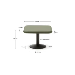 Kave Home Buitentafel Esilda met Groen Cementen Tafelblad 70x70cm Onderstel Ø42x45cm