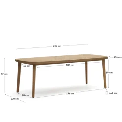 Kave Home Buitentafel Maset Massief Eucalyptushout 220x100cm