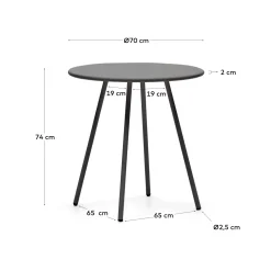 Kave Home Buitentafel Montjoi Ronde Staal Grijs Ø70cm