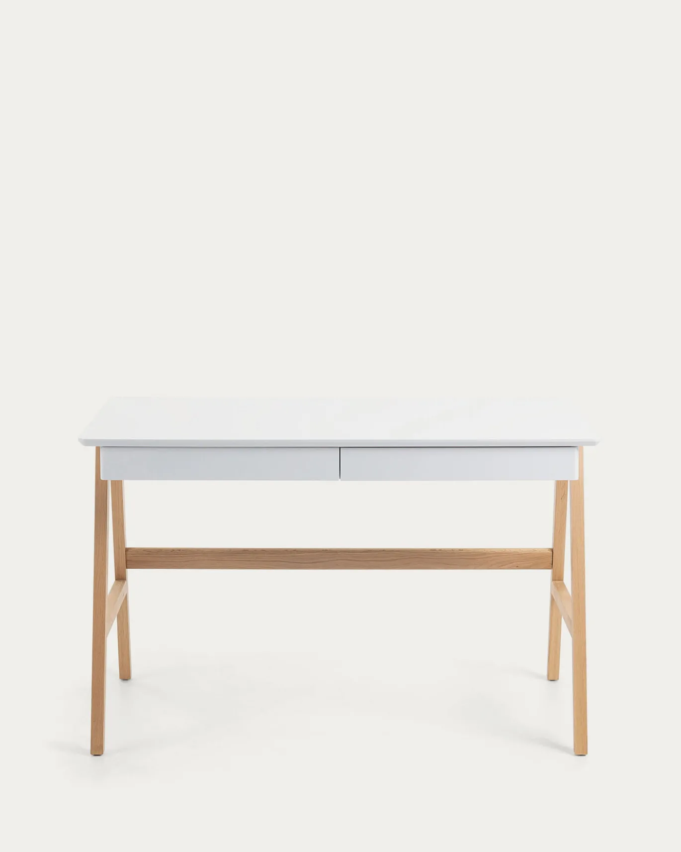 Kave Home Bureau Dyana Wit Gelakt MDF Massief Essenhout 120x60cm