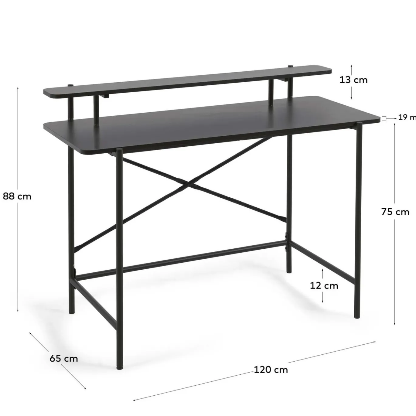 Kave Home Bureau Galatia Zwart Melamine 120x60cm