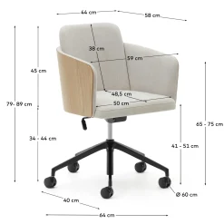 Kave Home Bureaustoel Madai Beige Chenille Essenfineer