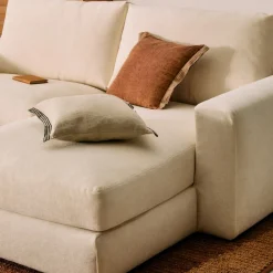 Kave Home Chaise Longue Bank Alea Chenille Ecru 3-Zits Rechts