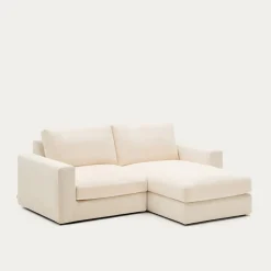 Kave Home Chaise Longue Bank Alea Chenille Ecru 3-Zits Rechts