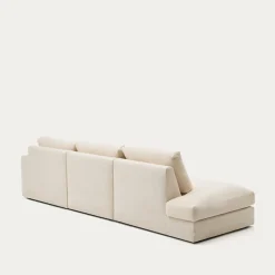 Kave Home Chaise Longue Bank Alea Chenille Ecru 5-Zits Rechts