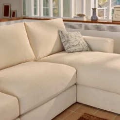 Kave Home Chaise Longue Bank Alea Chenille Ecru 5-Zits Rechts