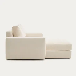 Kave Home Chaise Longue Bank Alea Chenille Ecru 3-Zits Links