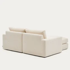 Kave Home Chaise Longue Bank Alea Chenille Ecru 3-Zits Links