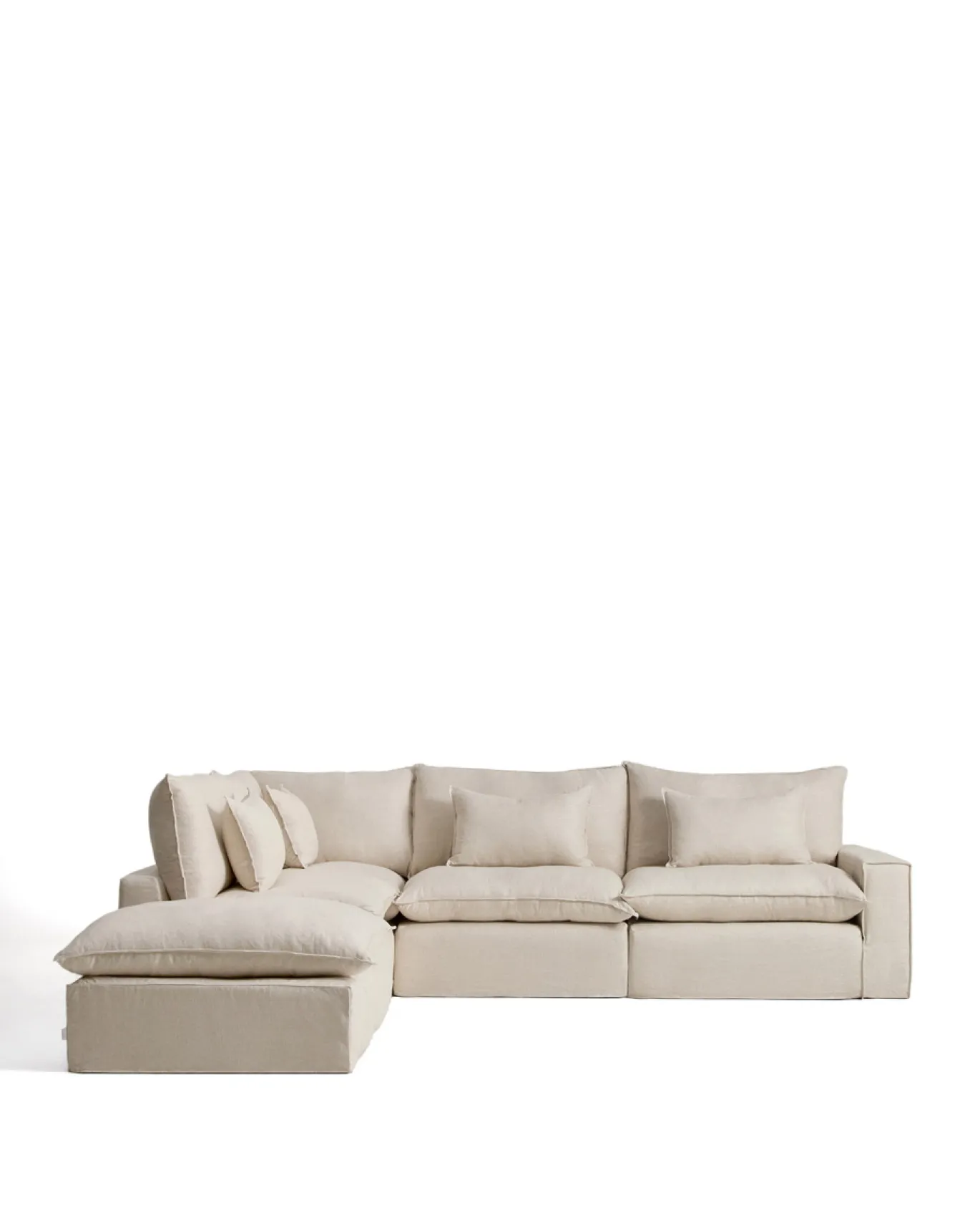 Kave Home Chaise Longue Bank Links Anarela 6-Zits Linnen Beige