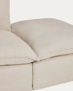Kave Home Chaise Longue Bank Links Anarela 6-Zits Linnen Beige