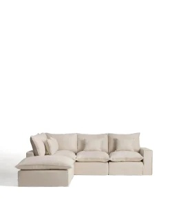 Kave Home Chaise Longue Bank Links Anarela 4-Zits Linnen Beige