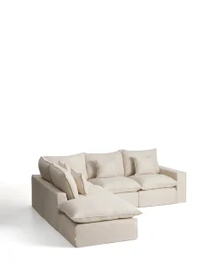 Kave Home Chaise Longue Bank Links Anarela 4-Zits Linnen Beige