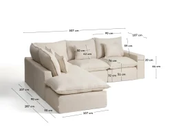 Kave Home Chaise Longue Bank Links Anarela 4-Zits Linnen Beige