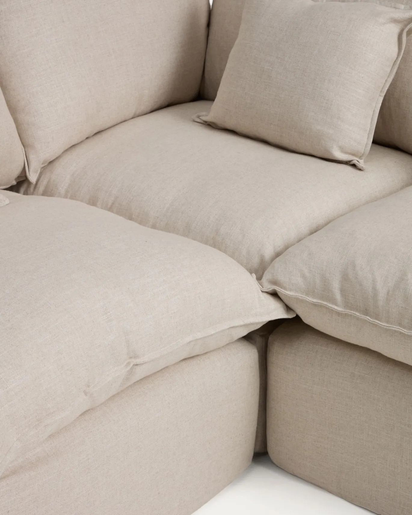 Kave Home Chaise Longue Bank Rechts Anarela 4-Zits Linnen Beige