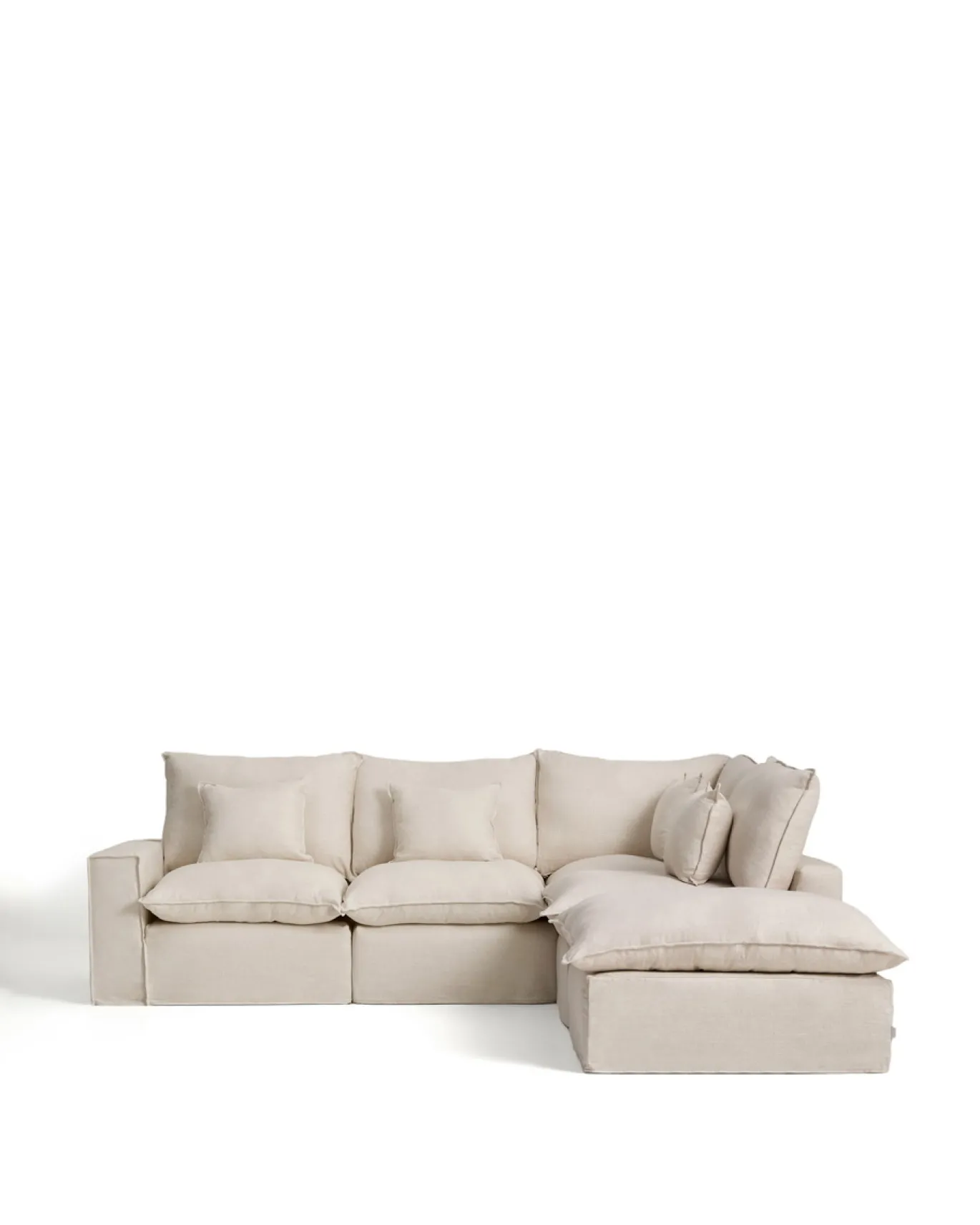 Kave Home Chaise Longue Bank Rechts Anarela 4-Zits Linnen Beige