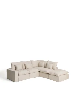 Kave Home Chaise Longue Bank Rechts Anarela 4-Zits Linnen Beige