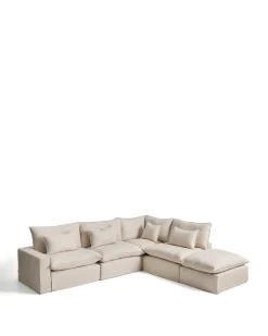 Kave Home Chaise Longue Bank Rechts Anarela 6-Zits Linnen Beige