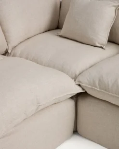 Kave Home Chaise Longue Bank Rechts Anarela 6-Zits Linnen Beige