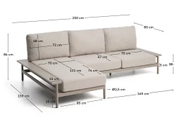 Kave Home Chaise Longue Bank 3-zits Taupe Links