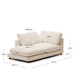 Kave Home Chaise Longue Gala Links Beige 193x105cm