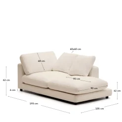 Kave Home Chaise Longue Gala Rechts Beige 193x105cm