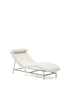 Kave Home Divan Lounge Osla Beige Chenille met Geborsteld RVS 175cm