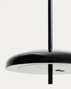Kave Home Draagbare Plafondlamp Porte Zwart Aluminium Ø16cm