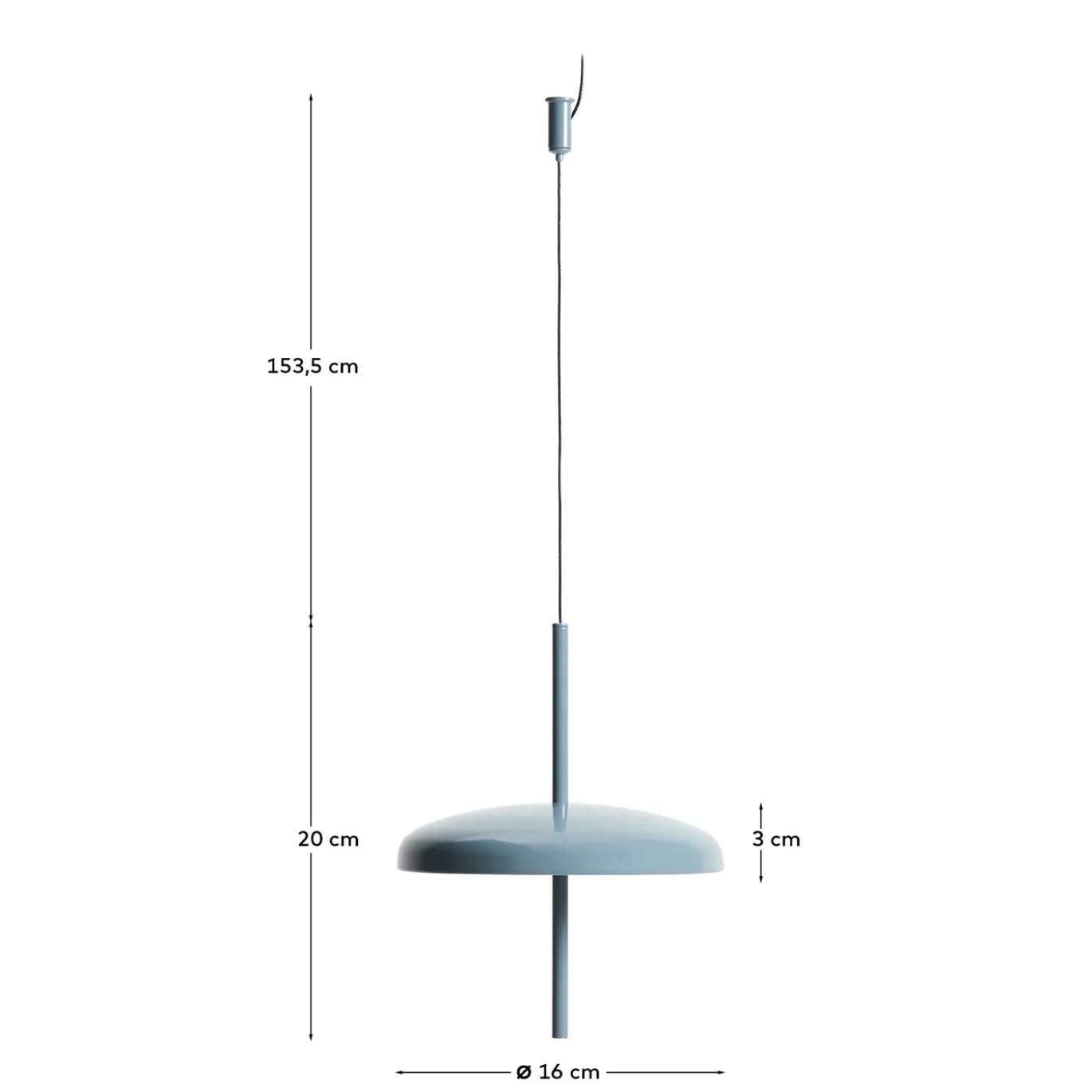 Kave Home Draagbare Plafondlamp Porte Blauw Aluminium Ø16cm