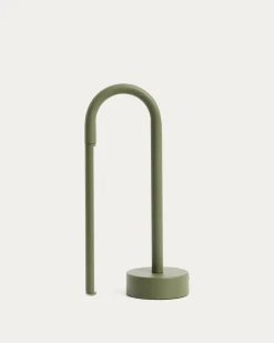 Kave Home Draagbare Tafellamp Bow Groen Aluminium