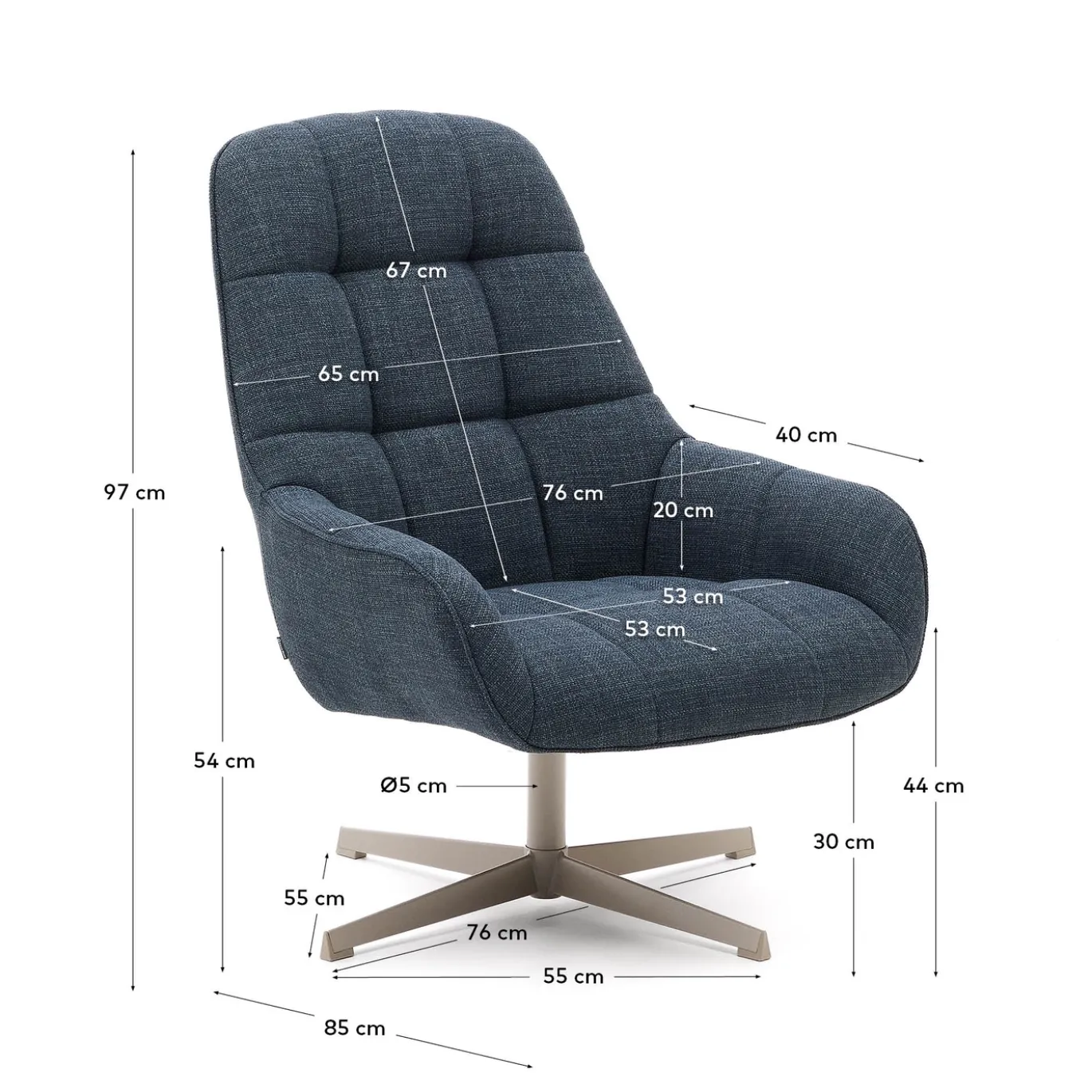 Kave Home Draaifauteuil Jaspe Blauw