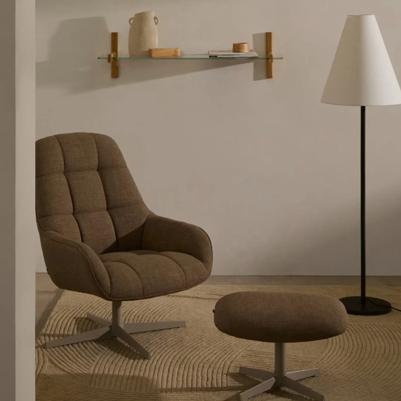 Kave Home Draaifauteuil Jaspe Lichtbruin