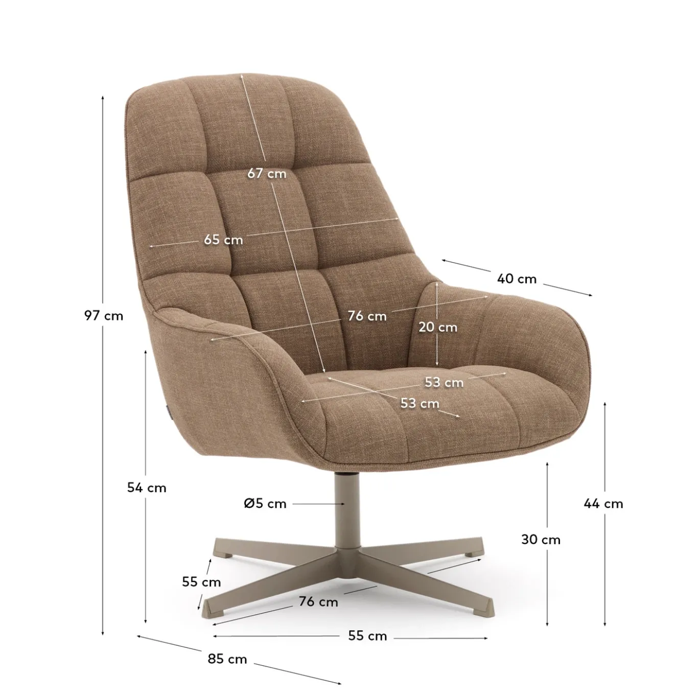 Kave Home Draaifauteuil Jaspe Lichtbruin