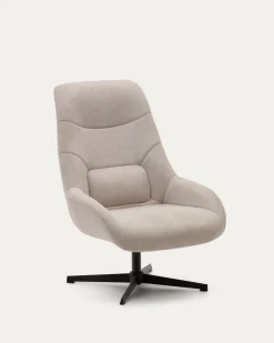 Kave Home Draaistoel Celida Beige Chenille Zwart