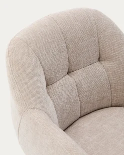 Kave Home Draaistoel Dorina Beige Chenille en Beige Poten