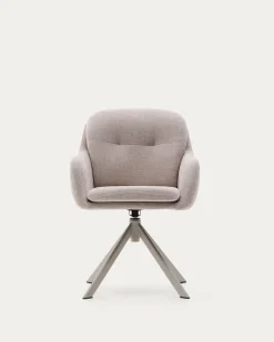Kave Home Draaistoel Lexa Beige Chenille en Beige Poten