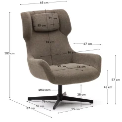 Kave Home Draaistoel Zalina Lichtbruin Chenille